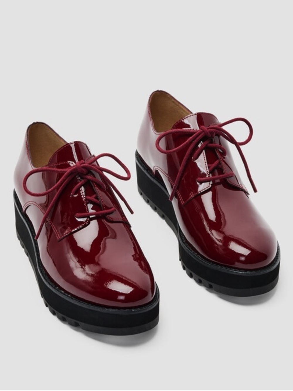 Eileen Fisher Bordeaux Patent Platform Oxford Loafers Size 5 NWOT burgundy - Picture 8 of 9